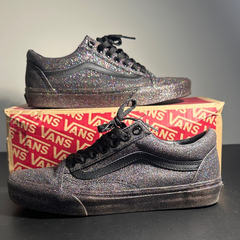 Vans Old Skool Rainbow Glitter Black Shoes